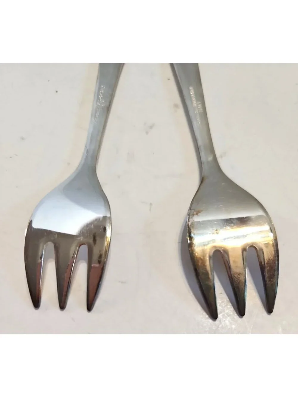 2 Vintage Leonard from Italy Silverplated Relish Baby Mini Forks 5 3/8